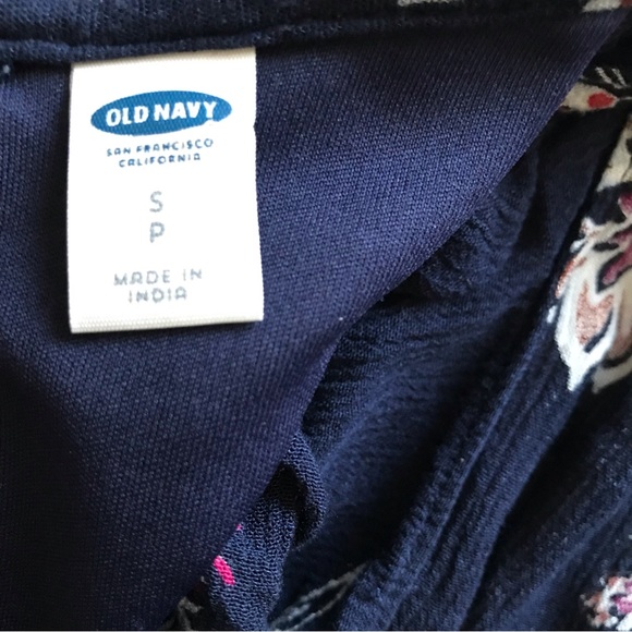 Old Navy Navy Blue Floral Open Shoulder Long Sleeve Dress - Picture 7 of 7